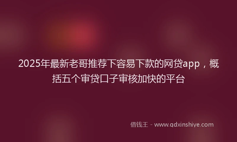 2025年最新老哥推荐下容易下款的网贷app，概括五个审贷口子审核加快的平台