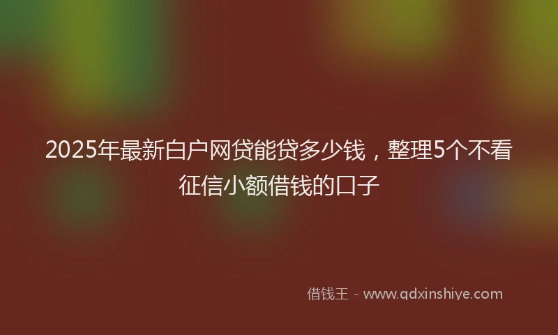2025年最新白户网贷能贷多少钱，整理5个不看征信小额借钱的口子