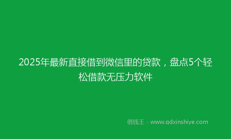 2025年最新直接借到微信里的贷款，盘点5个轻松借款无压力软件