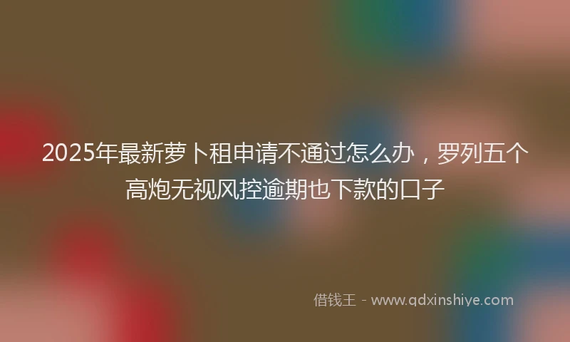 2025年最新萝卜租申请不通过怎么办，罗列五个高炮无视风控逾期也下款的口子