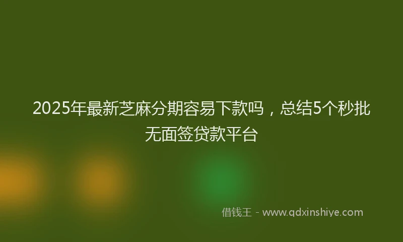 2025年最新芝麻分期容易下款吗，总结5个秒批无面签贷款平台