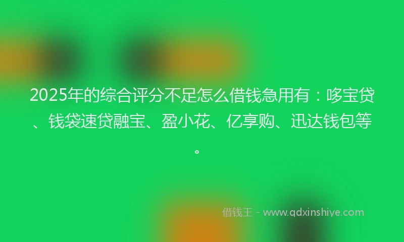 2025年的综合评分不足怎么借钱急用有：哆宝贷、钱袋速贷融宝、盈小花、亿享购、迅达钱包等。