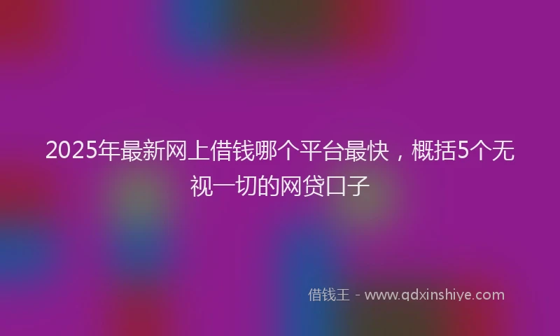 2025年最新网上借钱哪个平台最快，概括5个无视一切的网贷口子