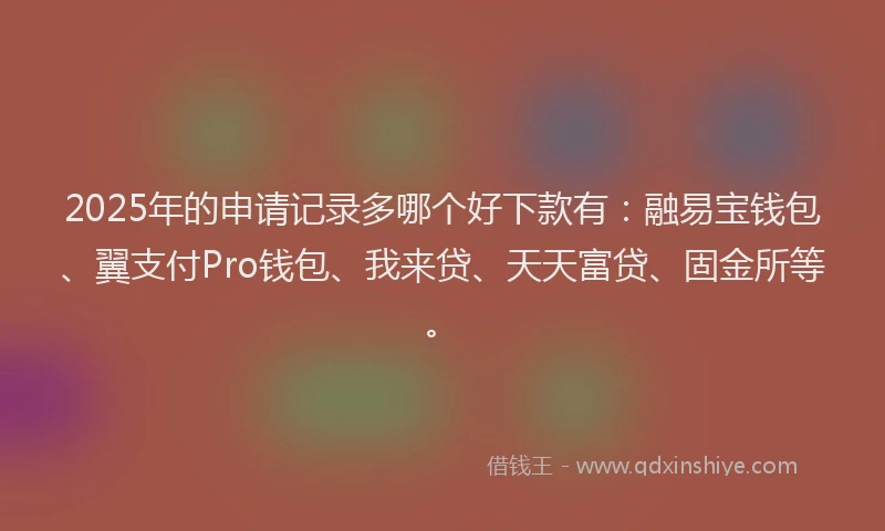 2025年的申请记录多哪个好下款有：融易宝钱包、翼支付Pro钱包、我来贷、天天富贷、固金所等。