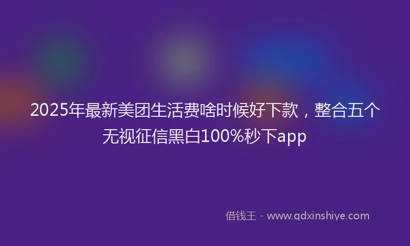 2025年最新美团生活费啥时候好下款，整合五个无视征信黑白100%秒下app