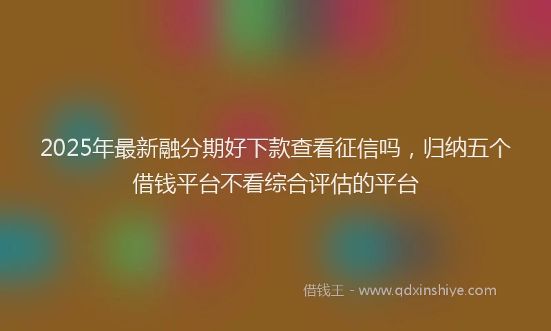 2025年最新融分期好下款查看征信吗，归纳五个借钱平台不看综合评估的平台