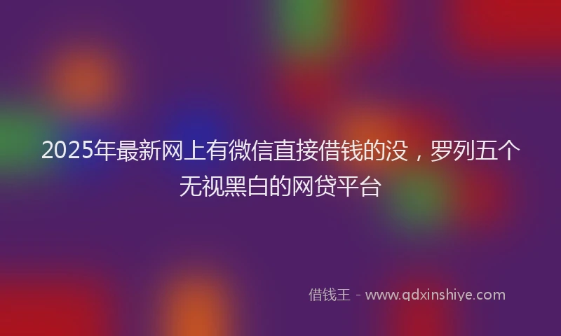 2025年最新网上有微信直接借钱的没，罗列五个无视黑白的网贷平台