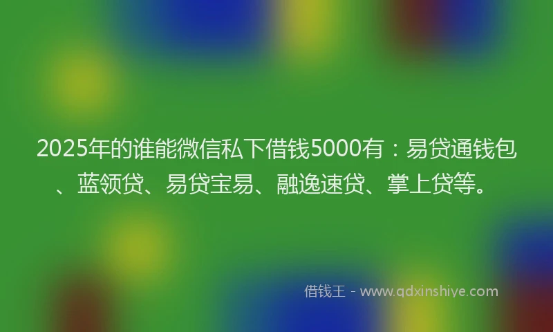 2025年的谁能微信私下借钱5000有：易贷通钱包、蓝领贷、易贷宝易、融逸速贷、掌上贷等。
