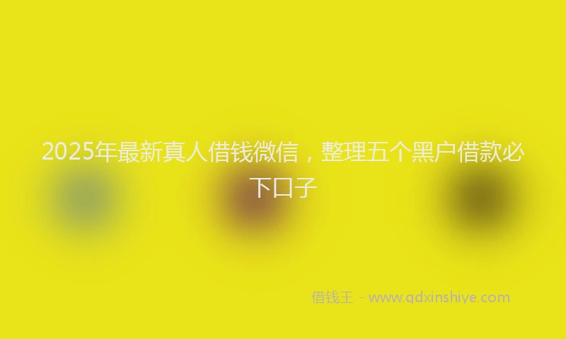 2025年最新真人借钱微信，整理五个黑户借款必下口子