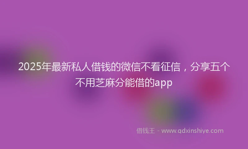 2025年最新私人借钱的微信不看征信，分享五个不用芝麻分能借的app