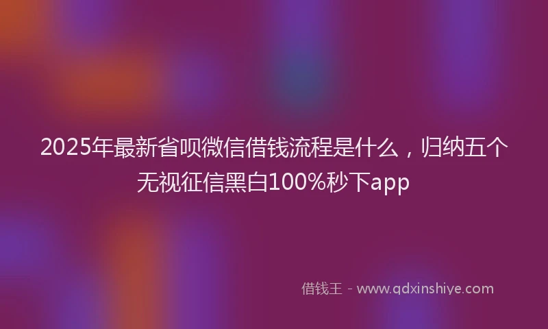 2025年最新省呗微信借钱流程是什么，归纳五个无视征信黑白100%秒下app