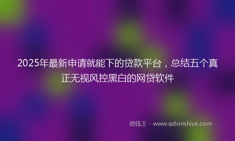 2025年最新申请就能下的贷款平台，总结五个真正无视风控黑白的网贷软件