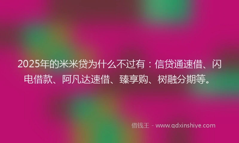 2025年的米米贷为什么不过有：信贷通速借、闪电借款、阿凡达速借、臻享购、树融分期等。