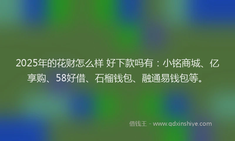 2025年的花财怎么样 好下款吗有：小铭商城、亿享购、58好借、石榴钱包、融通易钱包等。
