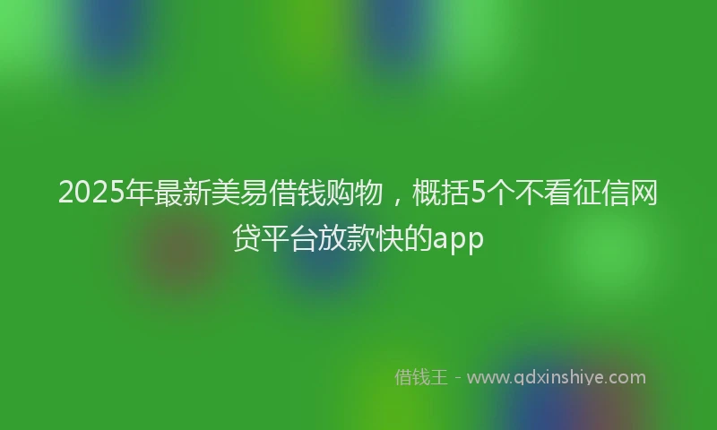 2025年最新美易借钱购物，概括5个不看征信网贷平台放款快的app