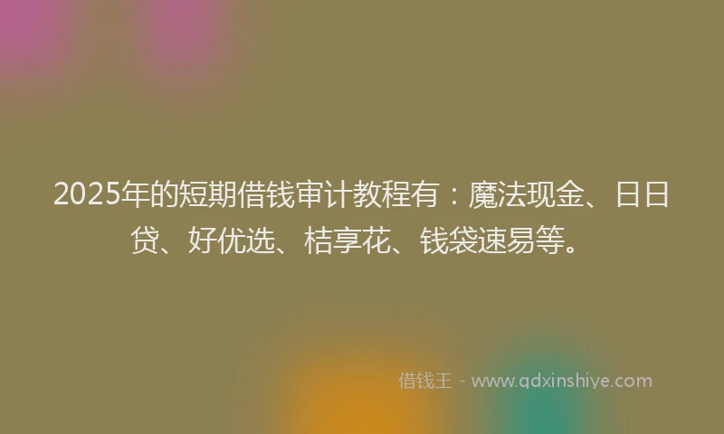2025年的短期借钱审计教程有：魔法现金、日日贷、好优选、桔享花、钱袋速易等。