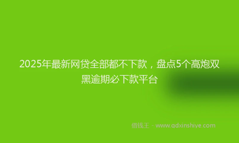 2025年最新网贷全部都不下款，盘点5个高炮双黑逾期必下款平台