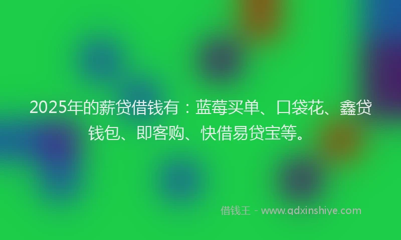 2025年的薪贷借钱有：蓝莓买单、口袋花、鑫贷钱包、即客购、快借易贷宝等。