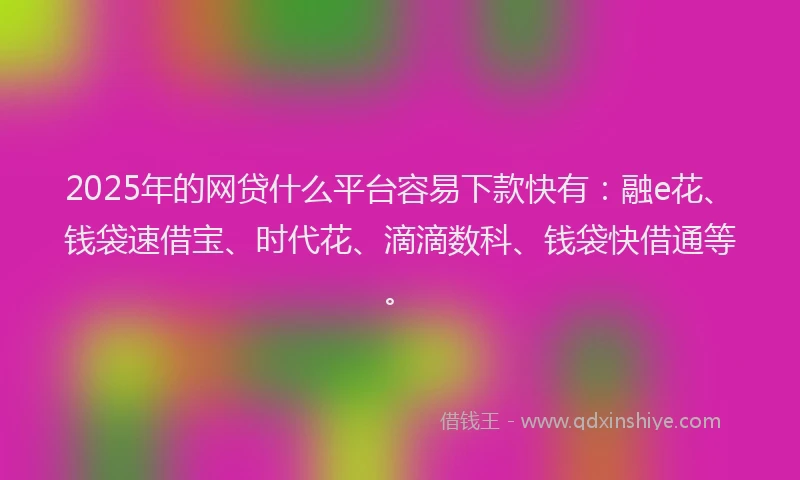 2025年的网贷什么平台容易下款快有：融e花、钱袋速借宝、时代花、滴滴数科、钱袋快借通等。