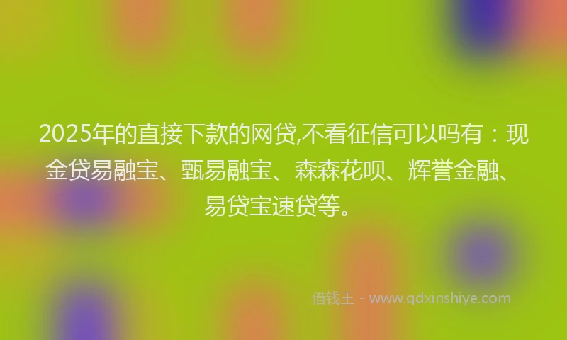 2025年的直接下款的网贷,不看征信可以吗有：现金贷易融宝、甄易融宝、森森花呗、辉誉金融、易贷宝速贷等。