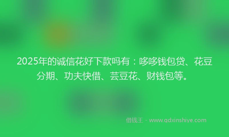 2025年的诚信花好下款吗有：哆哆钱包贷、花豆分期、功夫快借、芸豆花、财钱包等。