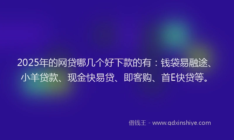 2025年的网贷哪几个好下款的有：钱袋易融途、小羊贷款、现金快易贷、即客购、首E快贷等。