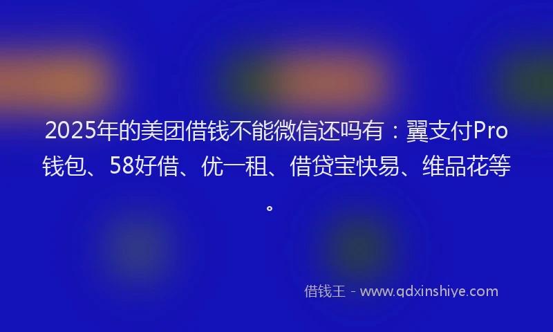 2025年的美团借钱不能微信还吗有：翼支付Pro钱包、58好借、优一租、借贷宝快易、维品花等。