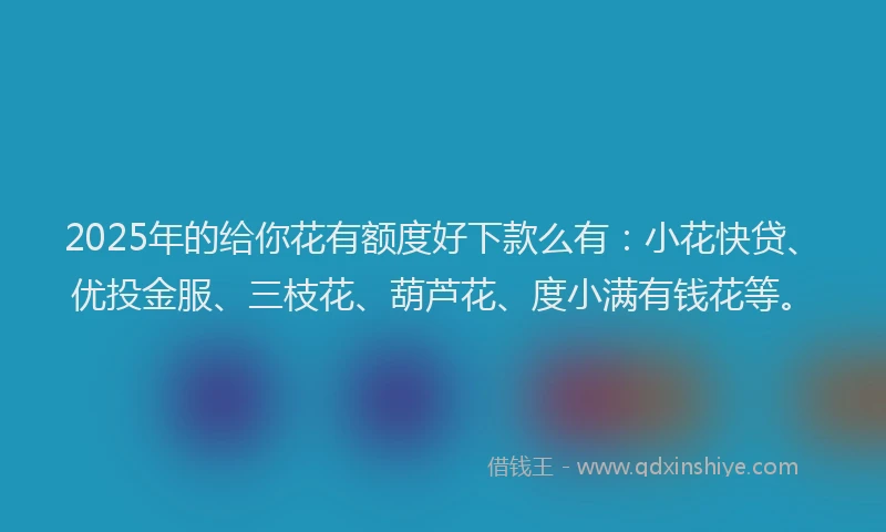 2025年的给你花有额度好下款么有：小花快贷、优投金服、三枝花、葫芦花、度小满有钱花等。