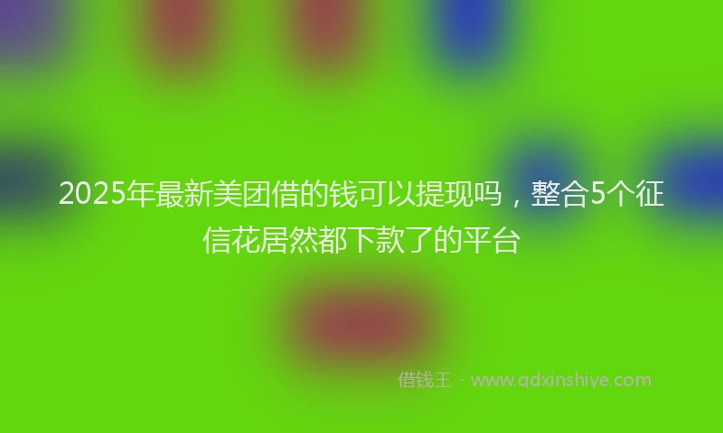 2025年最新美团借的钱可以提现吗，整合5个征信花居然都下款了的平台