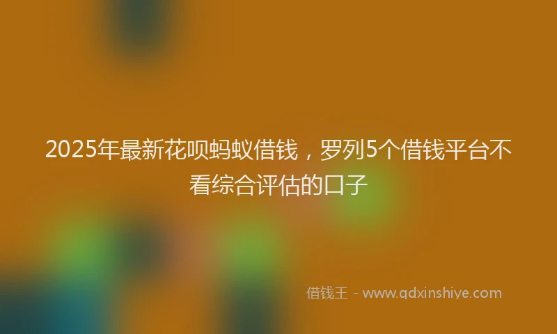 2025年最新花呗蚂蚁借钱，罗列5个借钱平台不看综合评估的口子