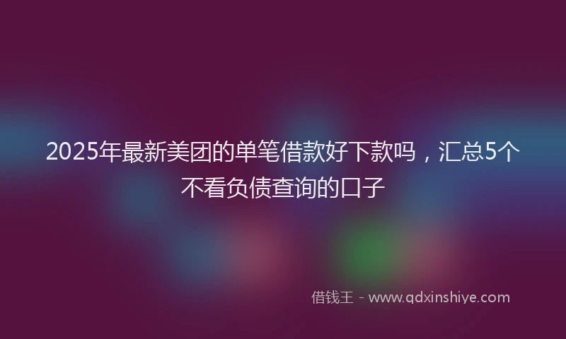 2025年最新美团的单笔借款好下款吗，汇总5个不看负债查询的口子
