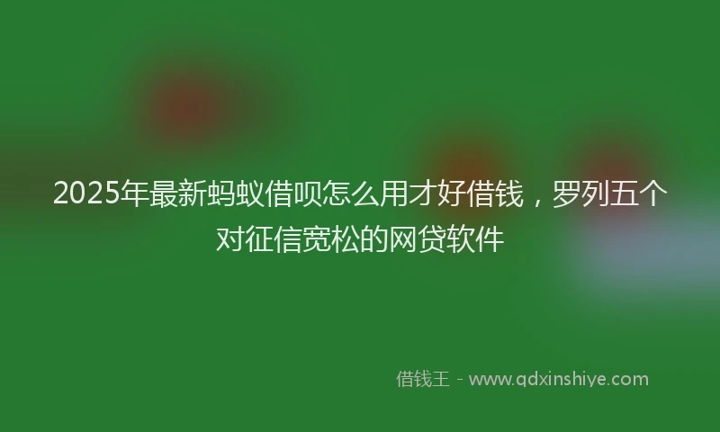 2025年最新蚂蚁借呗怎么用才好借钱，罗列五个对征信宽松的网贷软件