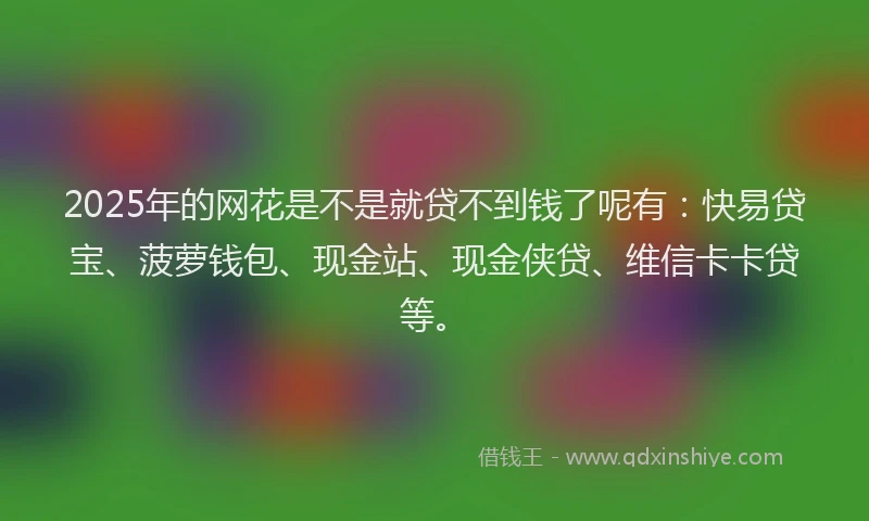 2025年的网花是不是就贷不到钱了呢有：快易贷宝、菠萝钱包、现金站、现金侠贷、维信卡卡贷等。
