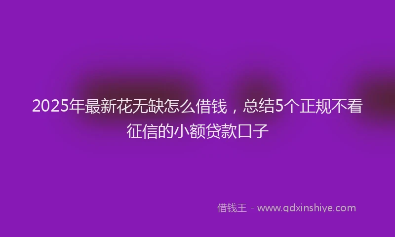 2025年最新花无缺怎么借钱，总结5个正规不看征信的小额贷款口子