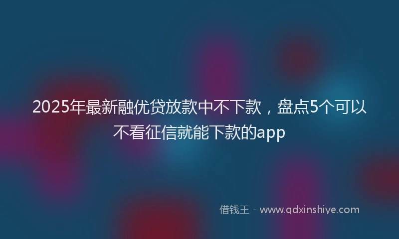2025年最新融优贷放款中不下款，盘点5个可以不看征信就能下款的app