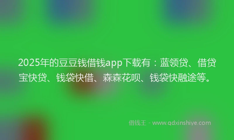 2025年的豆豆钱借钱app下载有：蓝领贷、借贷宝快贷、钱袋快借、森森花呗、钱袋快融途等。