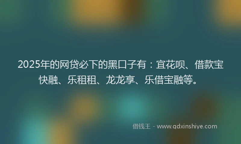 2025年的网贷必下的黑口子有：宜花呗、借款宝快融、乐租租、龙龙享、乐借宝融等。