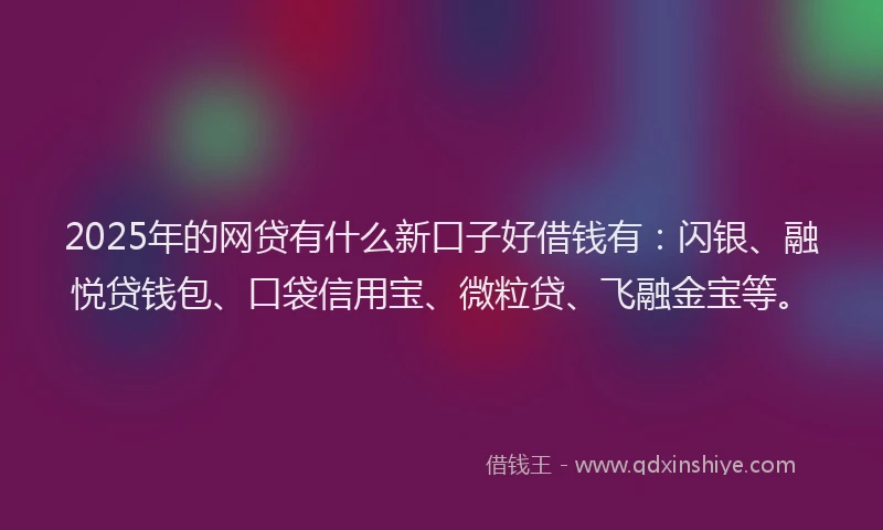 2025年的网贷有什么新口子好借钱有：闪银、融悦贷钱包、口袋信用宝、微粒贷、飞融金宝等。