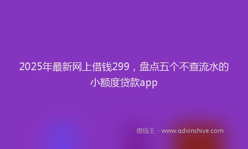 2025年最新网上借钱299，盘点五个不查流水的小额度贷款app