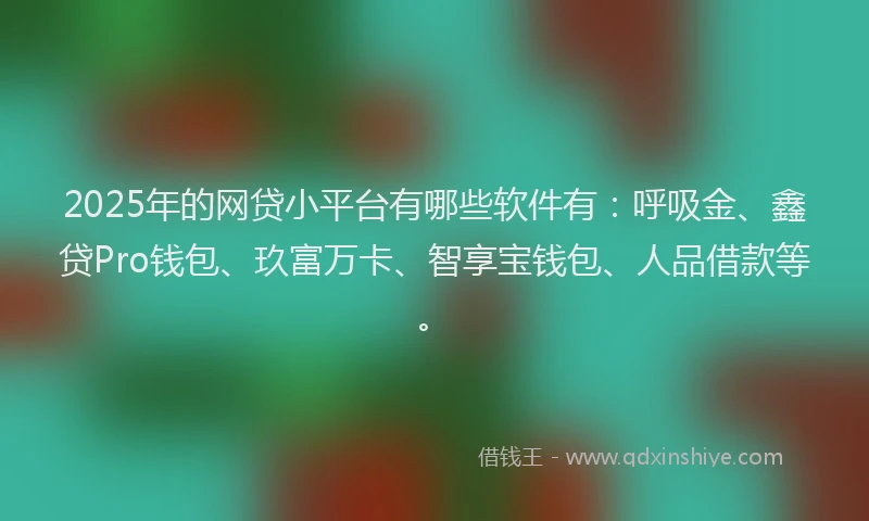2025年的网贷小平台有哪些软件有：呼吸金、鑫贷Pro钱包、玖富万卡、智享宝钱包、人品借款等。