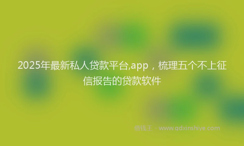 2025年最新私人贷款平台,app，梳理五个不上征信报告的贷款软件