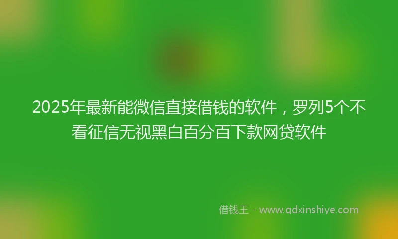 2025年最新能微信直接借钱的软件，罗列5个不看征信无视黑白百分百下款网贷软件