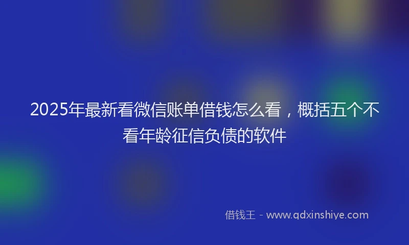 2025年最新看微信账单借钱怎么看，概括五个不看年龄征信负债的软件