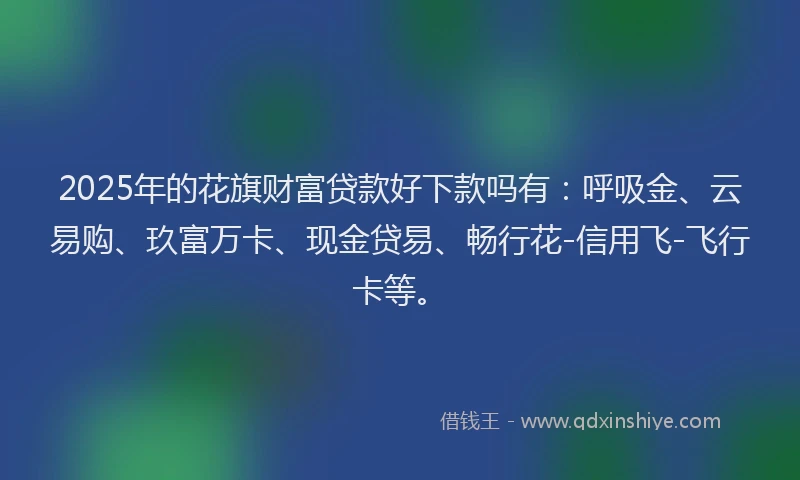 2025年的花旗财富贷款好下款吗有：呼吸金、云易购、玖富万卡、现金贷易、畅行花-信用飞-飞行卡等。