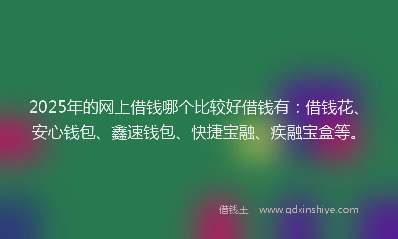 2025年的网上借钱哪个比较好借钱有：借钱花、安心钱包、鑫速钱包、快捷宝融、疾融宝盒等。