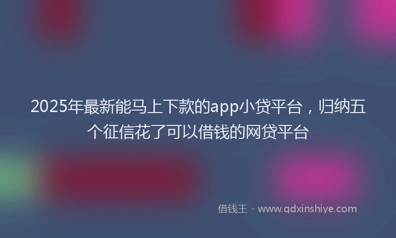 2025年最新能马上下款的app小贷平台，归纳五个征信花了可以借钱的网贷平台