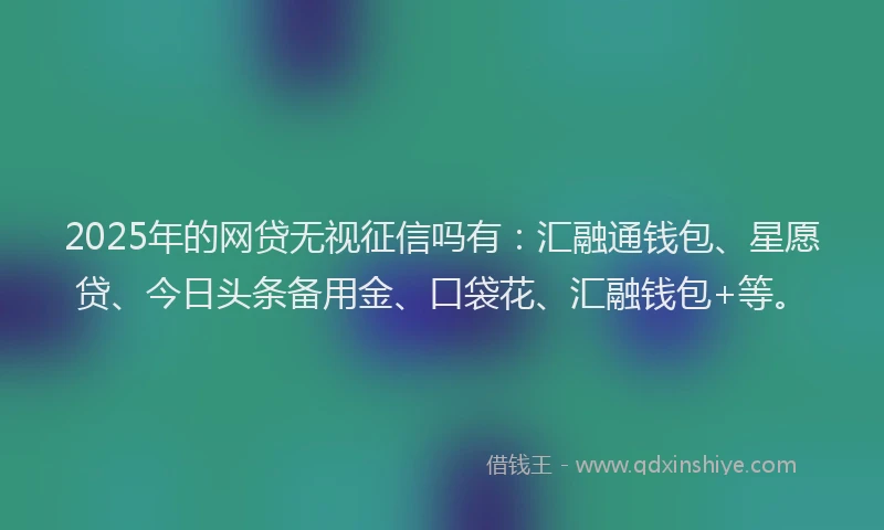 2025年的网贷无视征信吗有：汇融通钱包、星愿贷、今日头条备用金、口袋花、汇融钱包+等。