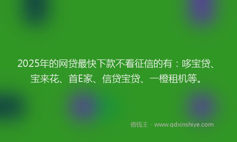 2025年的网贷最快下款不看征信的有：哆宝贷、宝来花、首E家、信贷宝贷、一橙租机等。