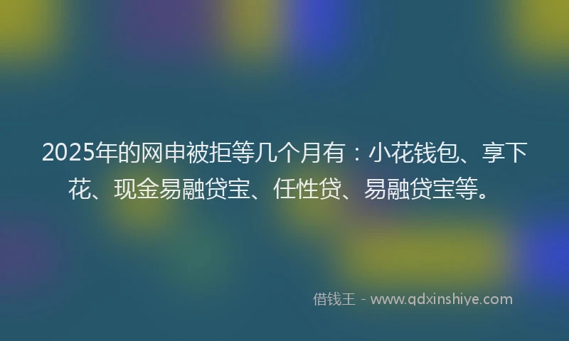2025年的网申被拒等几个月有：小花钱包、享下花、现金易融贷宝、任性贷、易融贷宝等。