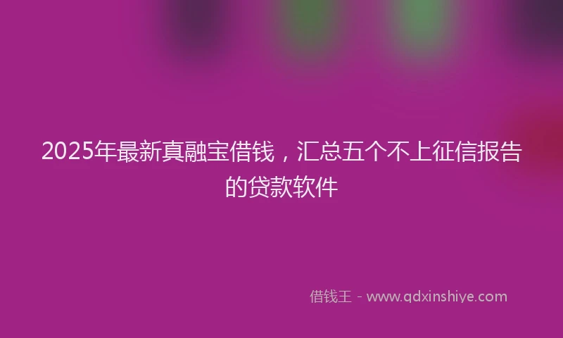 2025年最新真融宝借钱，汇总五个不上征信报告的贷款软件